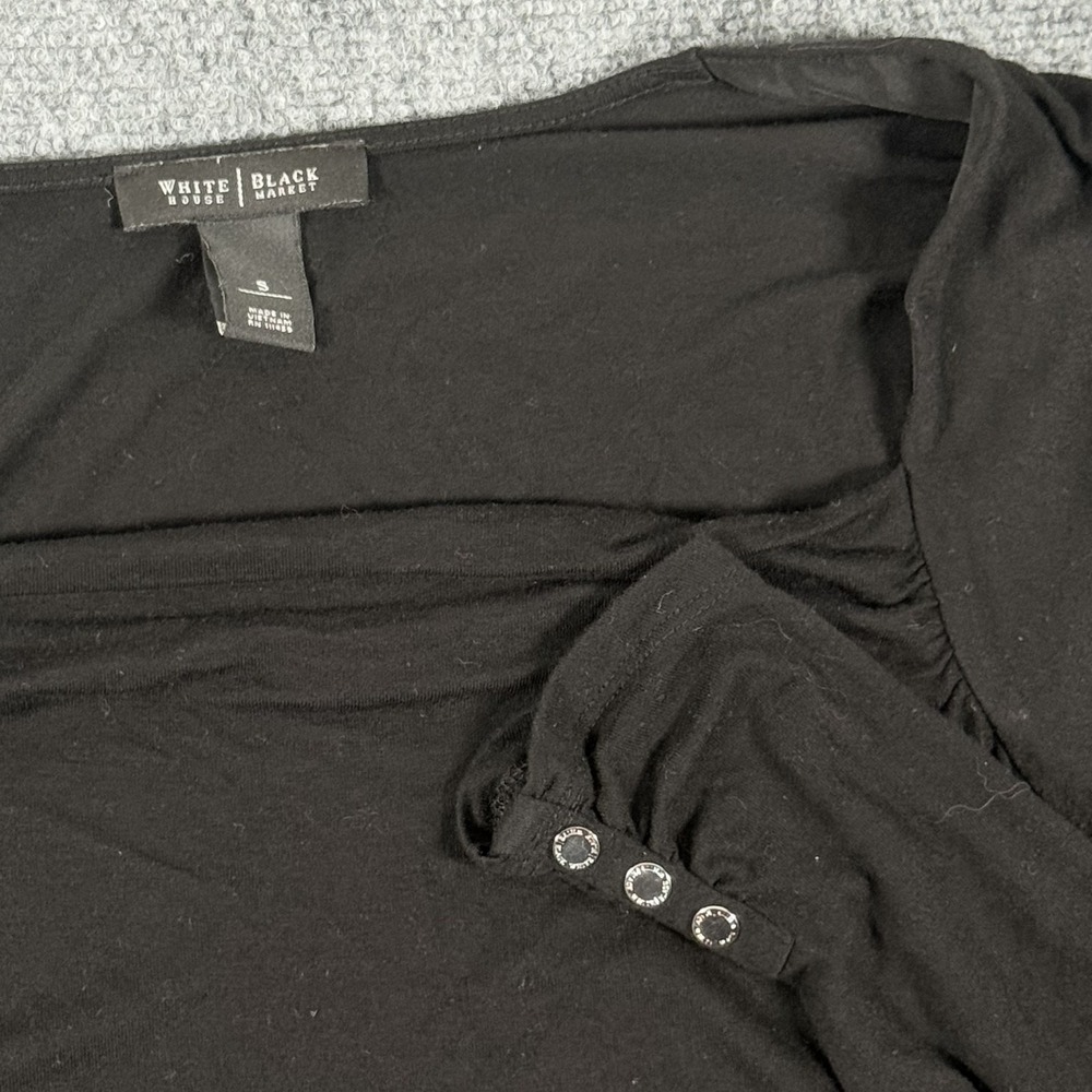 White House Black Market Shirt Womens Small Long Sleeve Stretch Button Detail